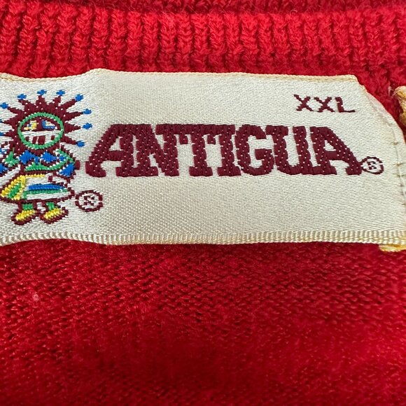 Antigua Men's Red V-Neck Sweater Size XXL 100% Acrylic Made In Hong Kong - Picture 3 of 5